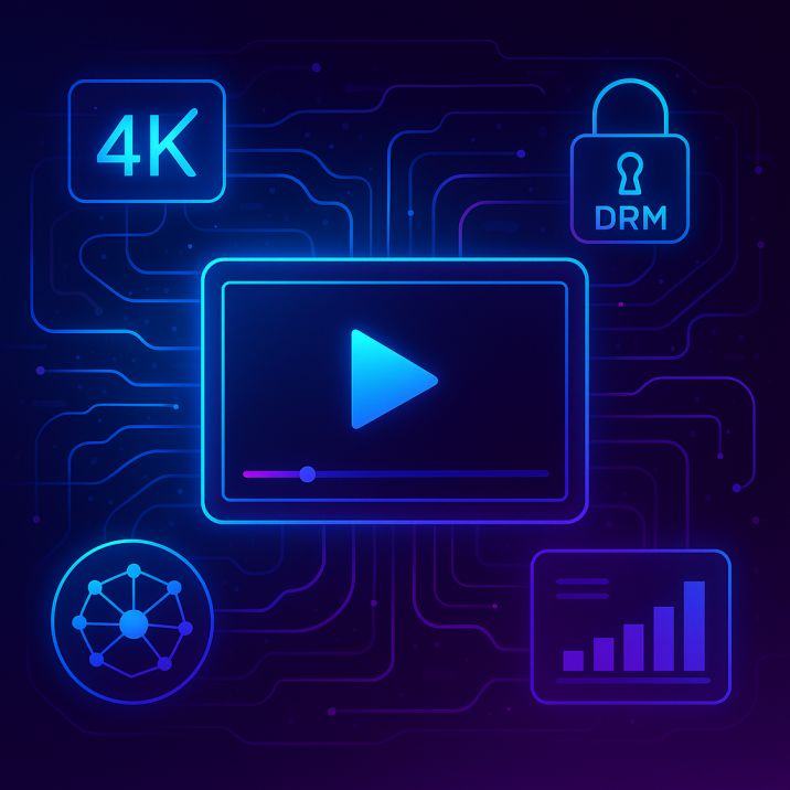 Optimized video streaming network with 4K playback, DRM, and CDN integration
